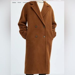 Aritzia deep camel wool slouch coat